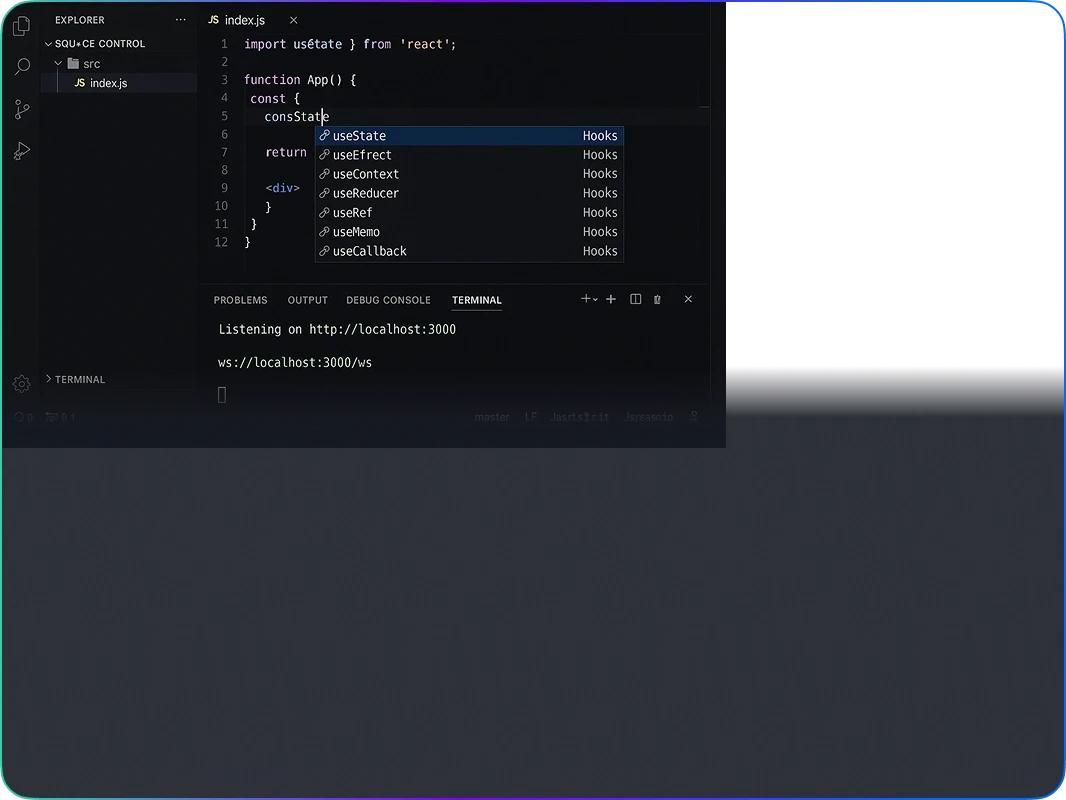 Code editor interface