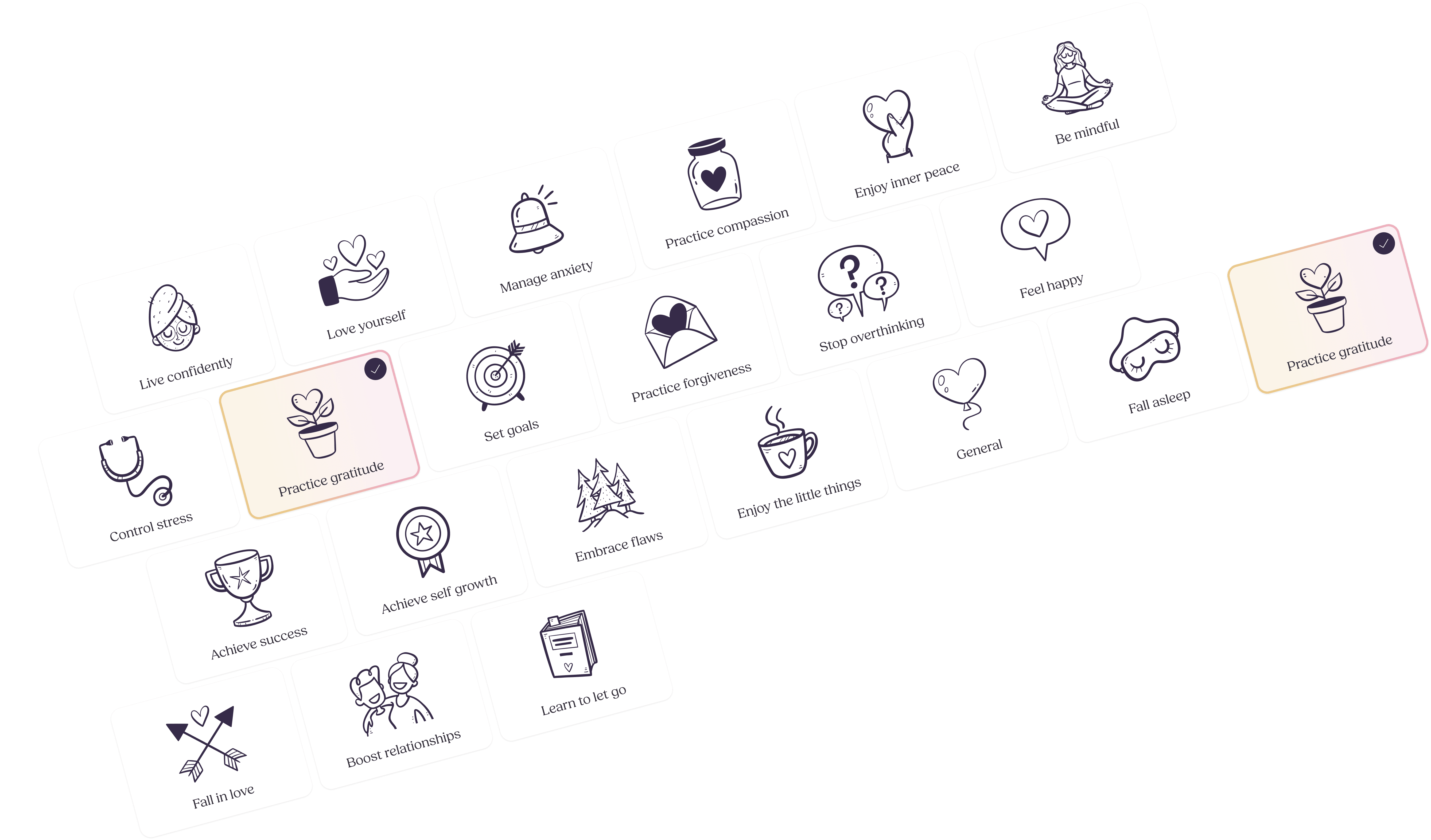 Better app showing different affirmation themes