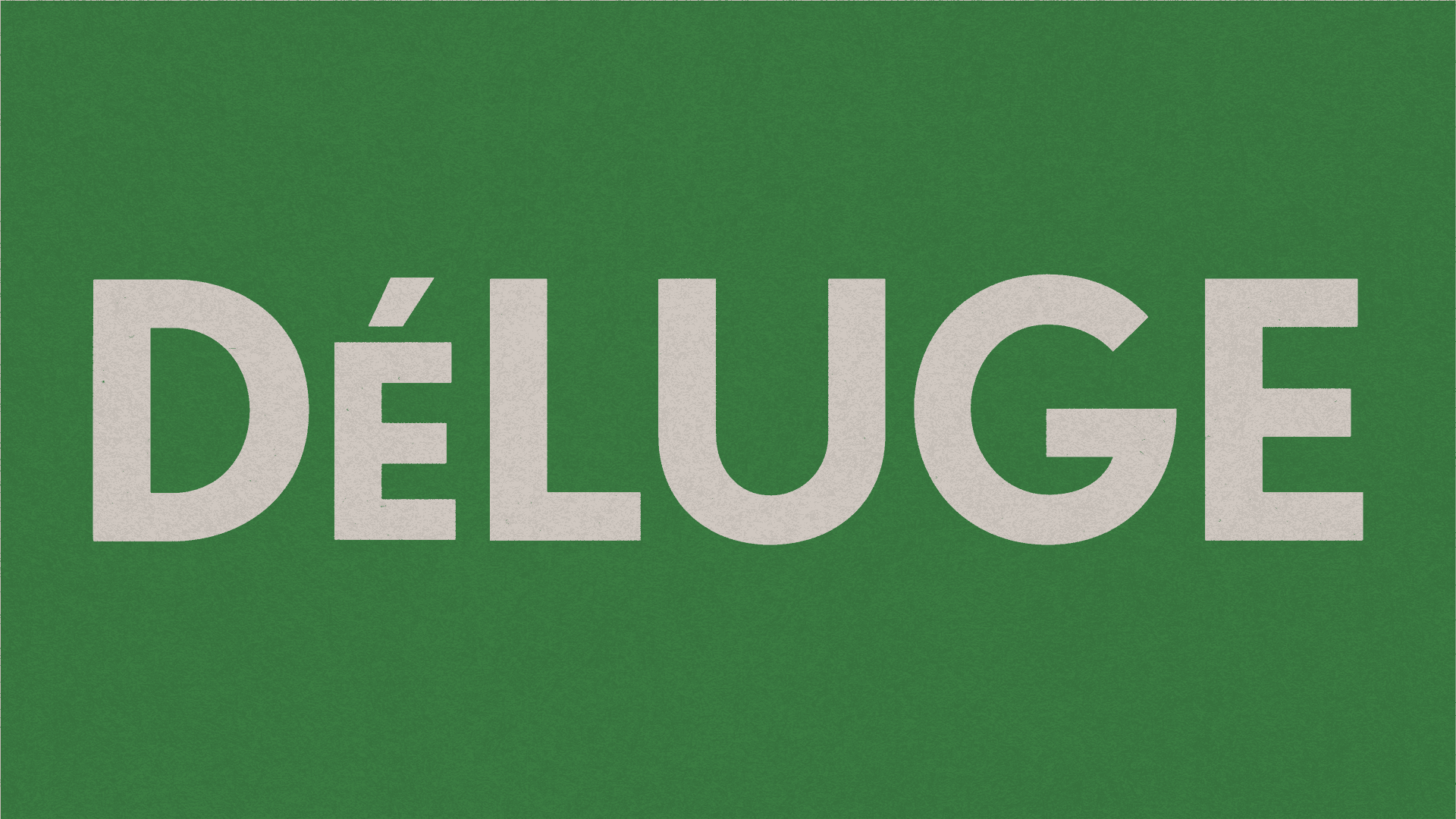 A rectangular box labeled "DÉLUGE" in green with accents of green and orange, alongside a light brown wooden object with a rough texture, placed on a light gray textured surface. The box contains "EAU DE PARFUM" and "100 ML," with a date printed as "02/02/2022."