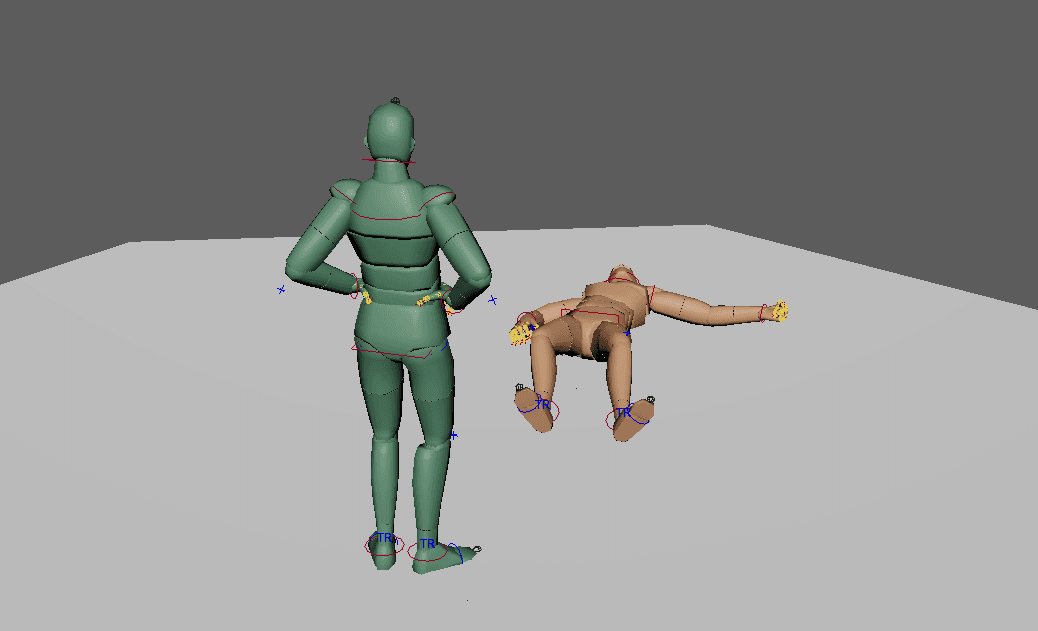 Two Human Models, with one standing over the other