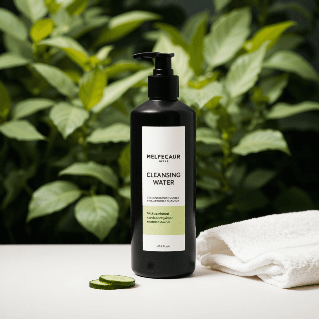 product photography of a bottle of cleansing water for skincare