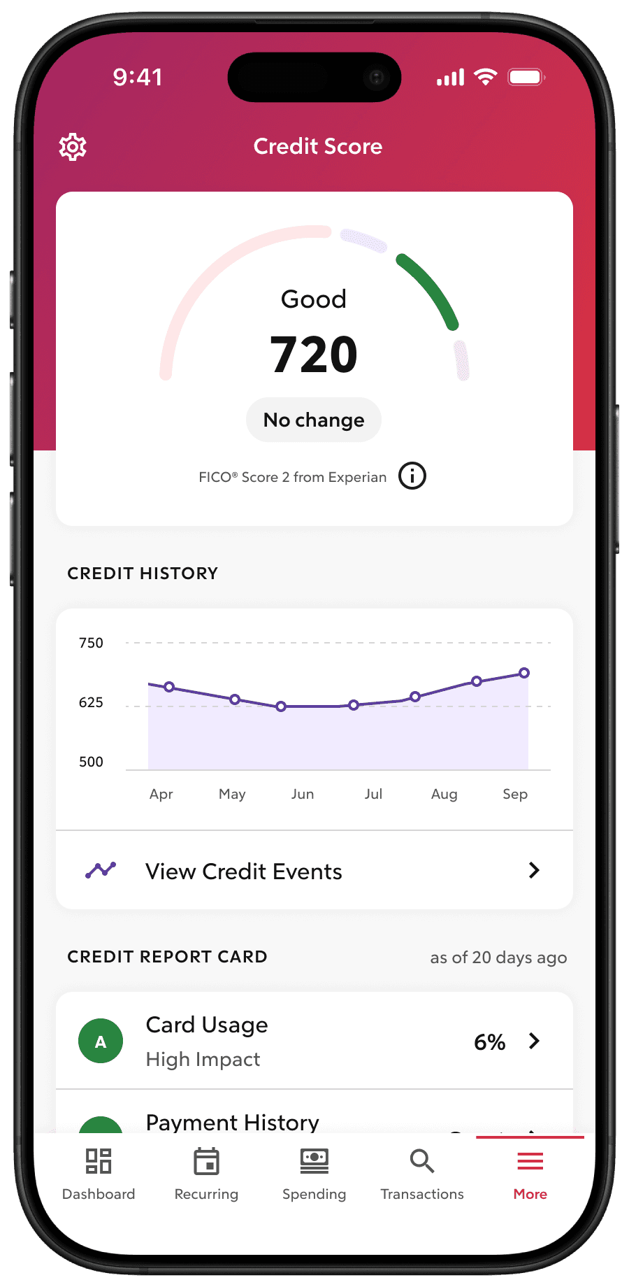 Phone of Credit Scores in Rocket Money