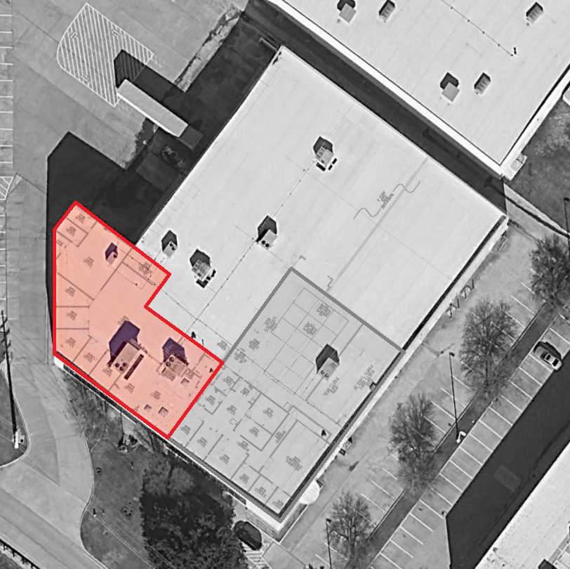 Commercial roof damage assesment.