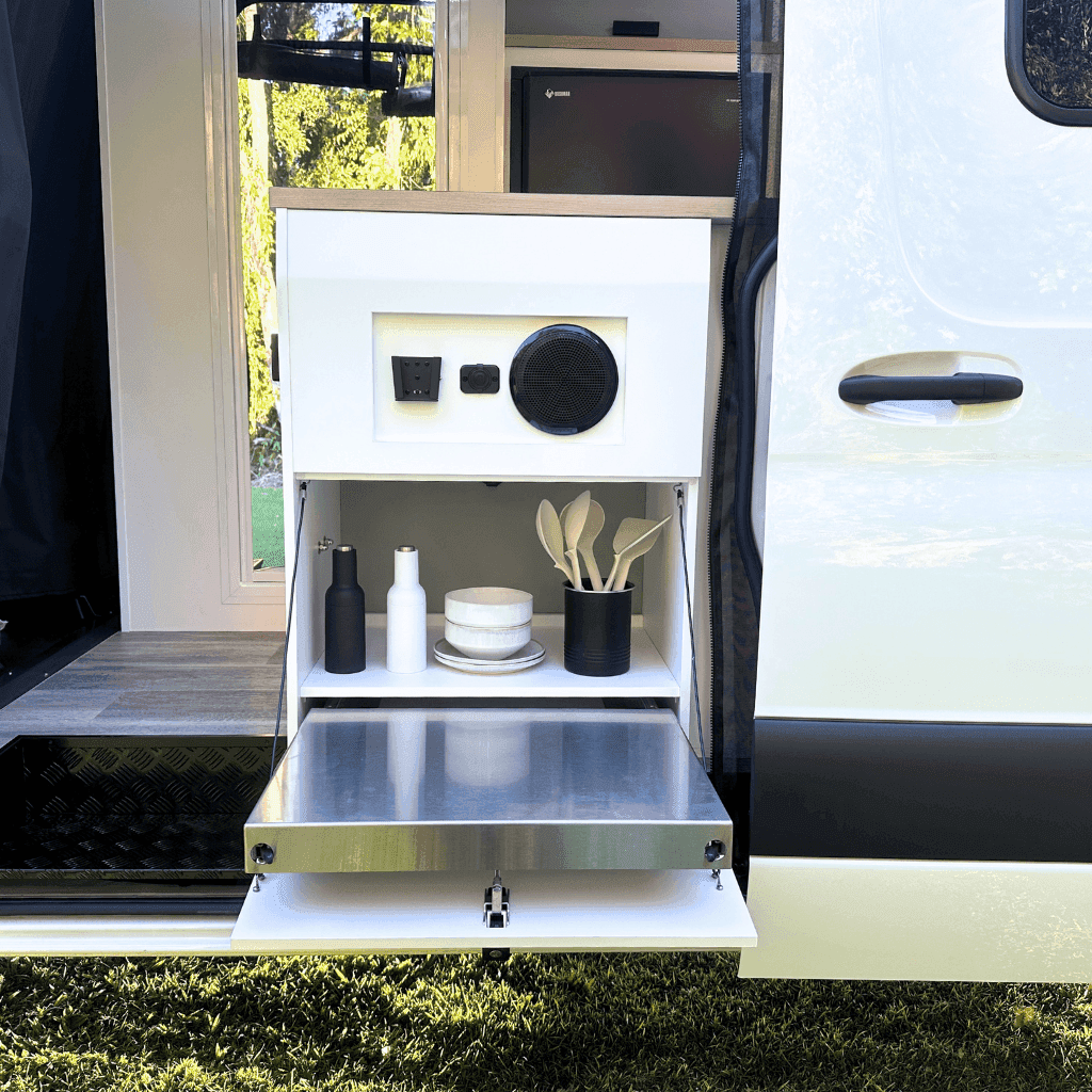 Campervan cook top slide out