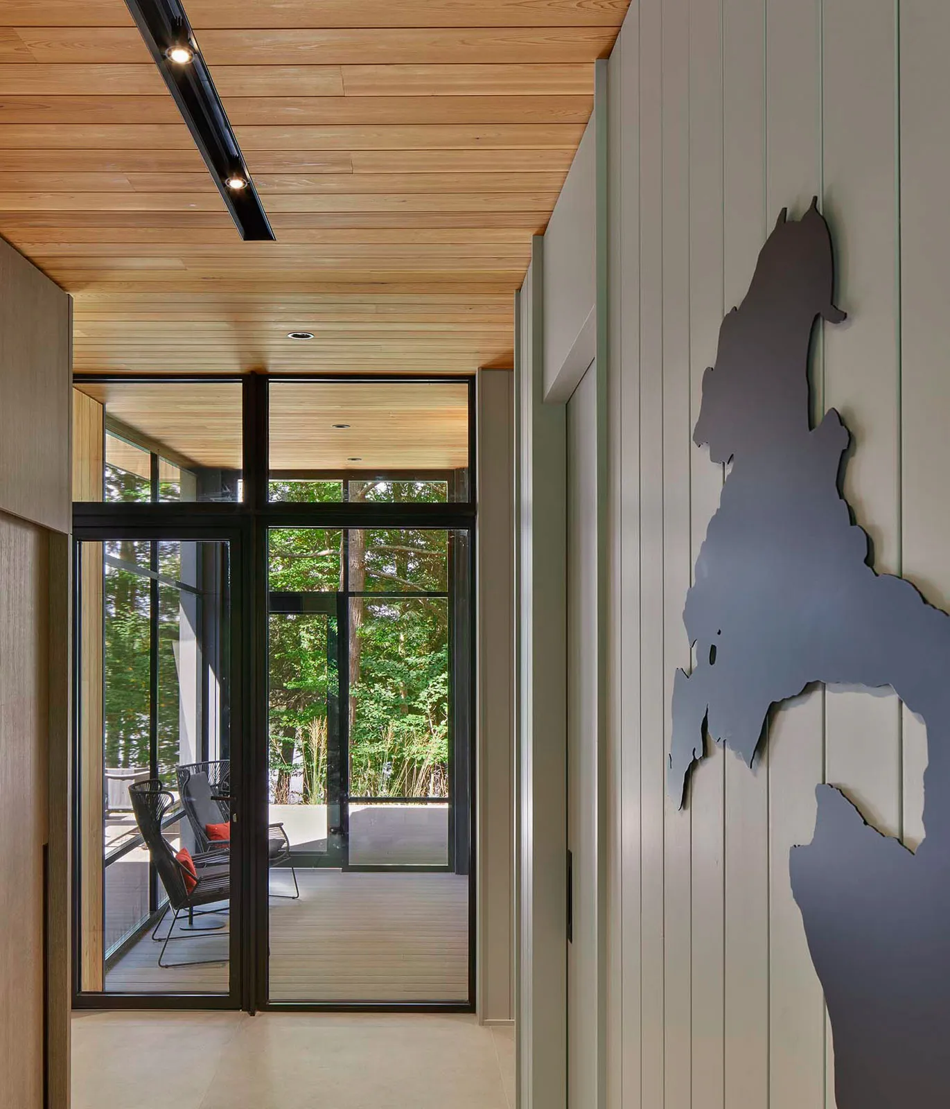 Percy Lake hallway opening to a private deck.