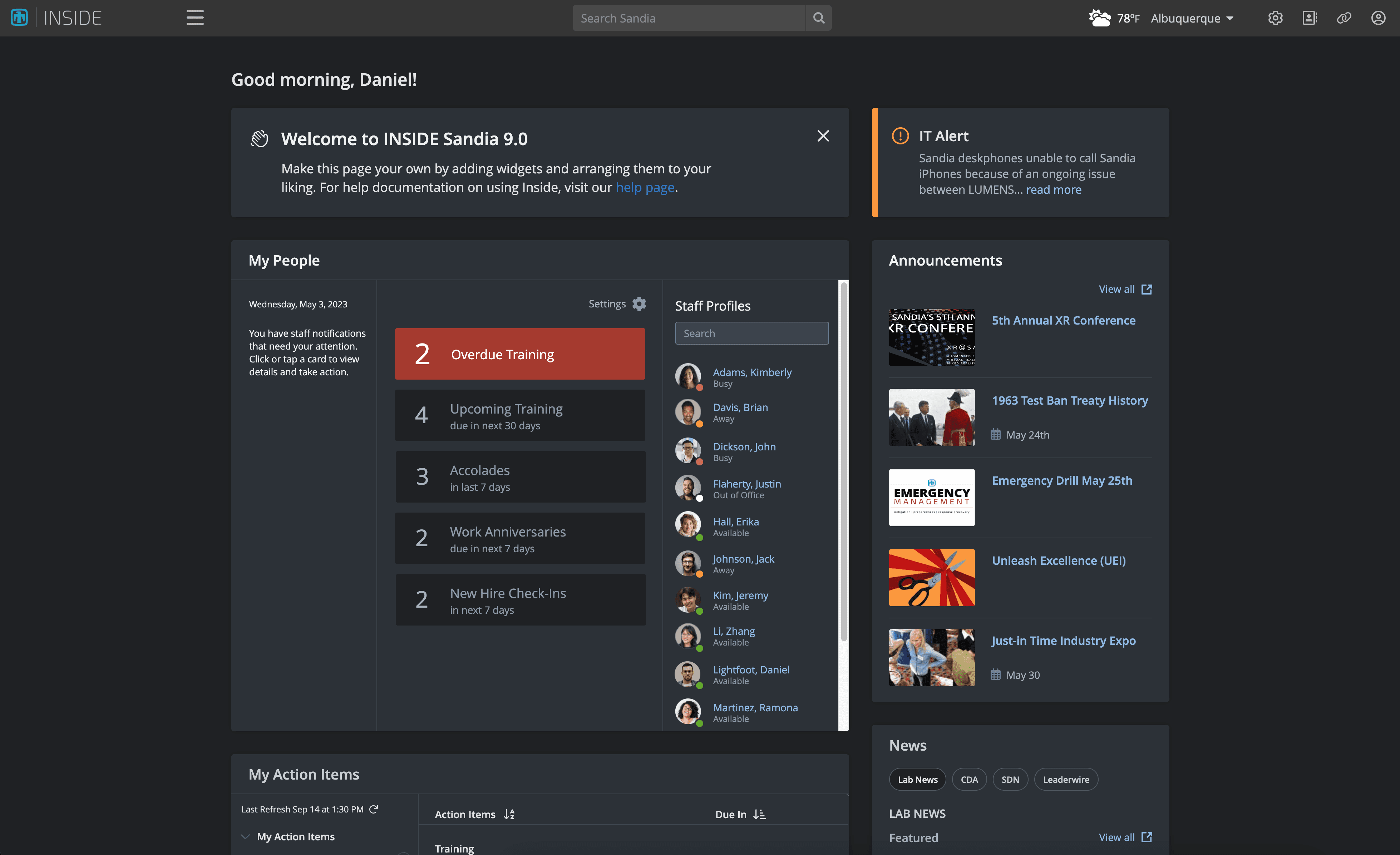 screenshot of redesign in dark mode