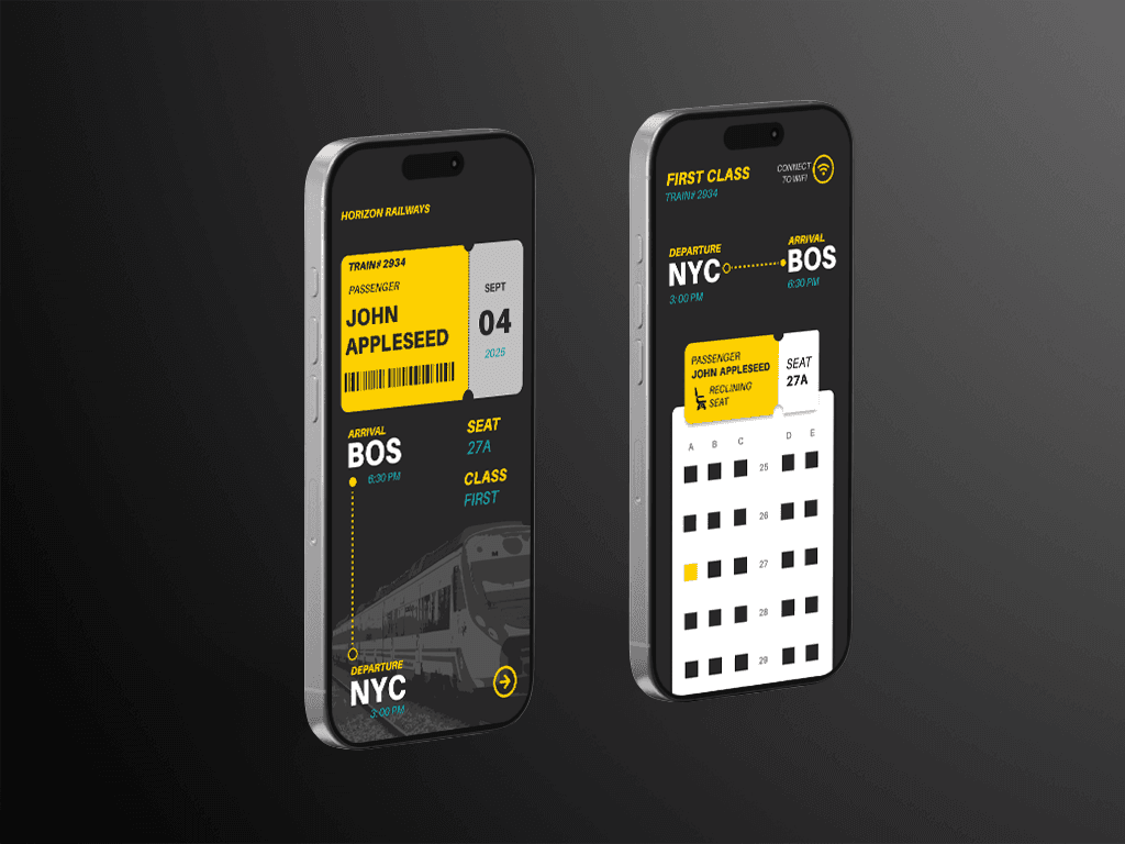 Horizon Railway Dark Mobile Ticket mockup