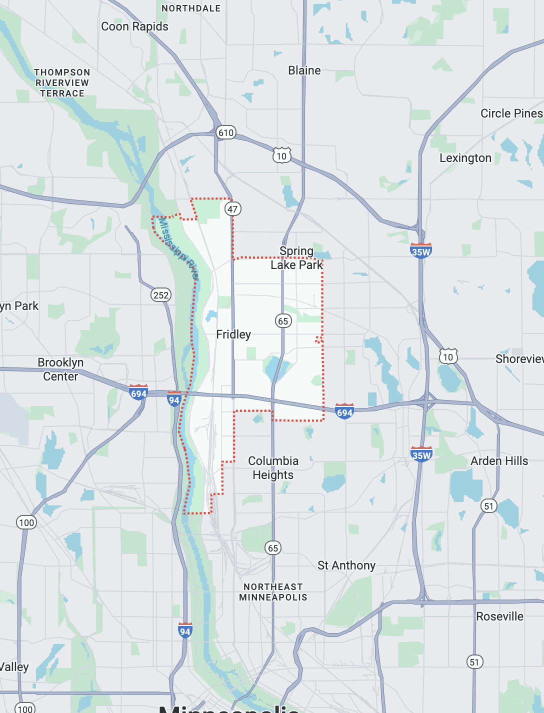 Fridley, MN map