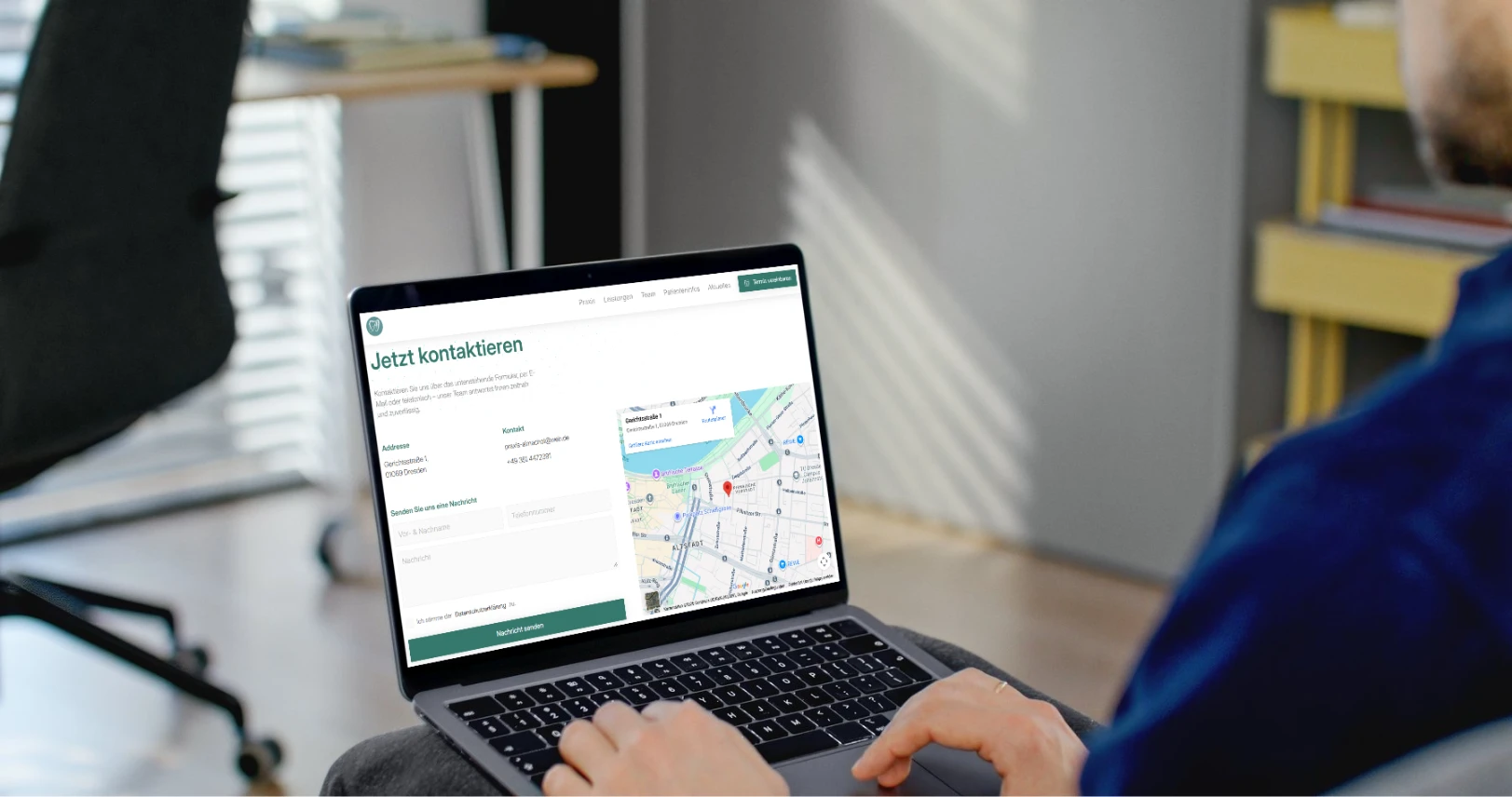 Mockup der Kontaktseite der Website von Al Machot