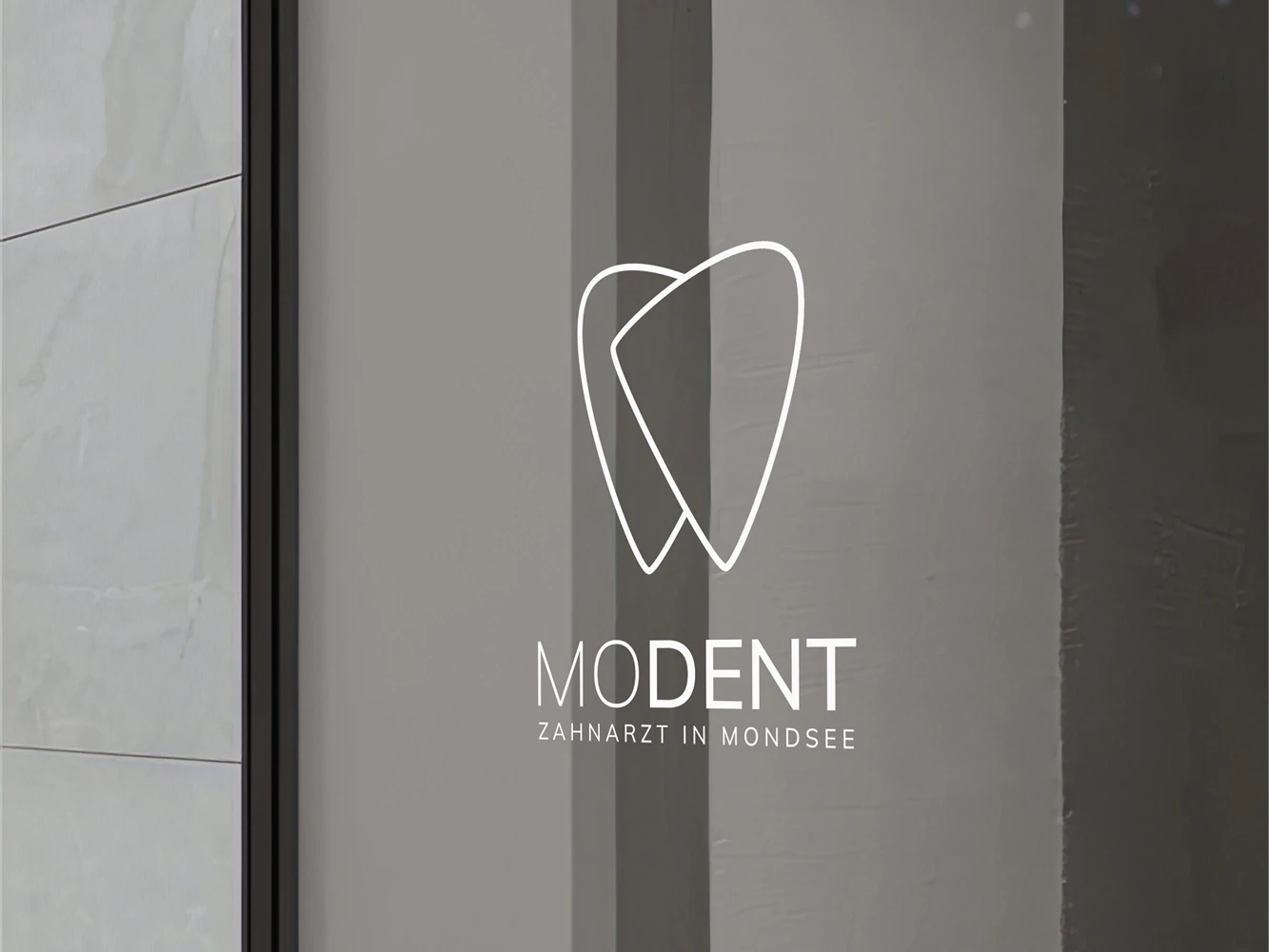 Modent Logo on Glass