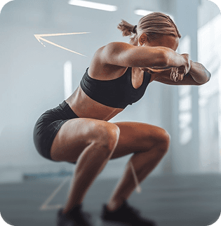 Woman performing a squat exercise, demonstrating proper form. Focused on fitness and strength training.