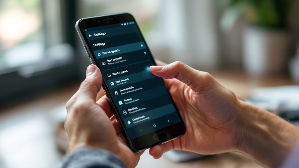 Alt text: Speak4Me – A student listening to an audiobook with headphones on, highlighting the use of text to speech software for android in education.