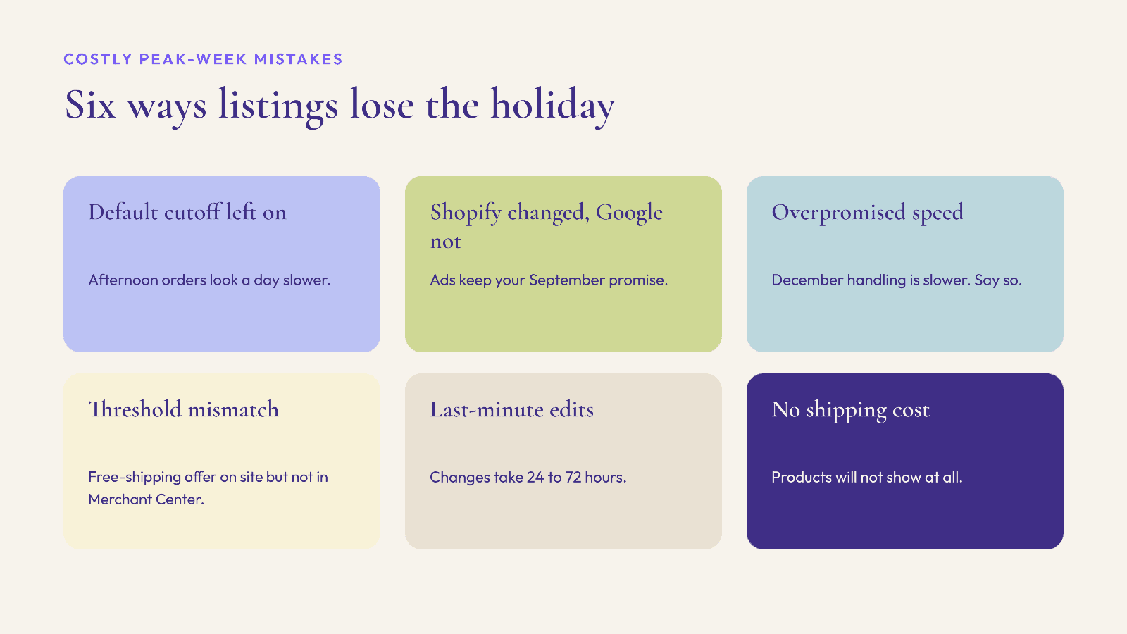 Six Google Merchant Center mistakes that cost listings in peak weeks