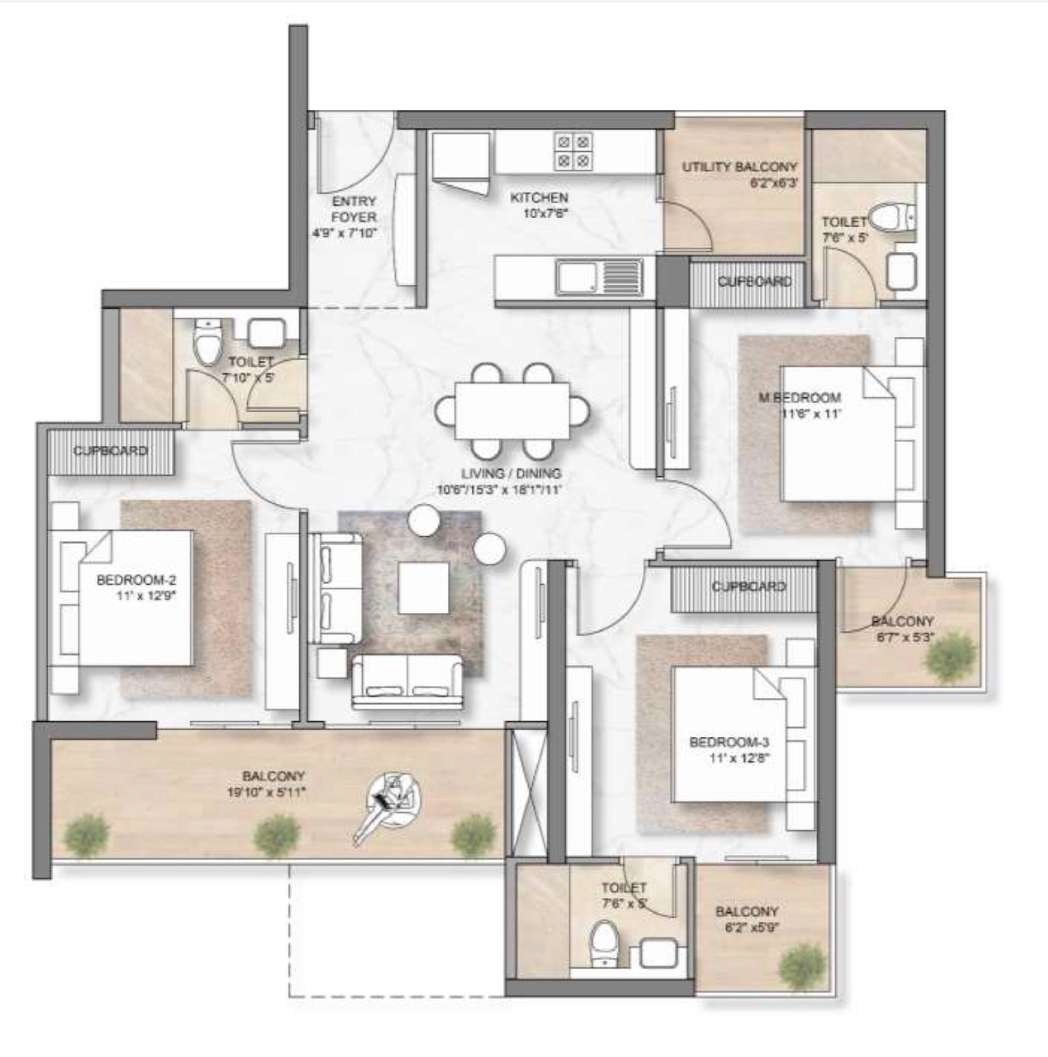 3 BHK - M3M The Tree Of Life Sector 111, Gurugram