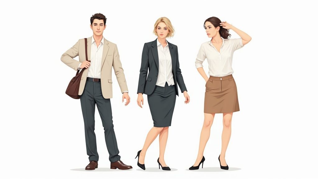 Eine Frau wählt sorgfältig Kleidung für ihr Bewerbungsfoto aus.