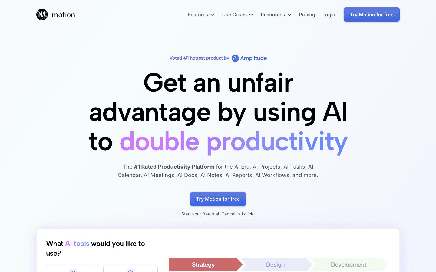 Motion AI planner app website