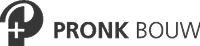 Logo van Pronk Bouw, met een gestileerde P en de tekst 'PRONK BOUW'.