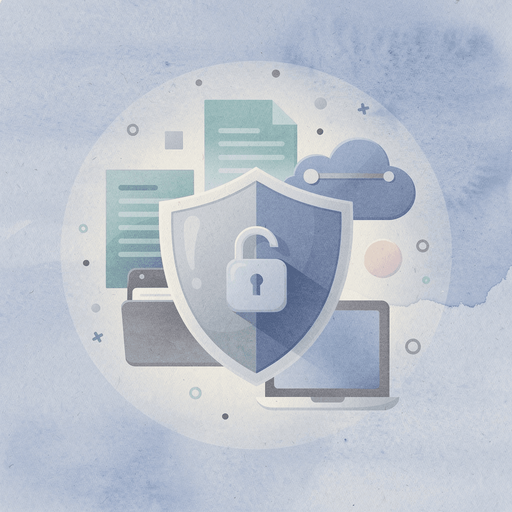 Shield protecting documents representing legal compliance protection