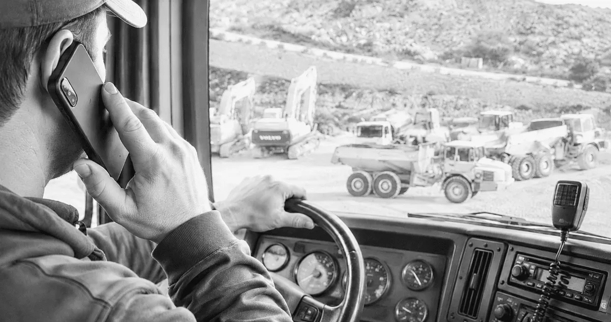 Dump trucks parked on a site