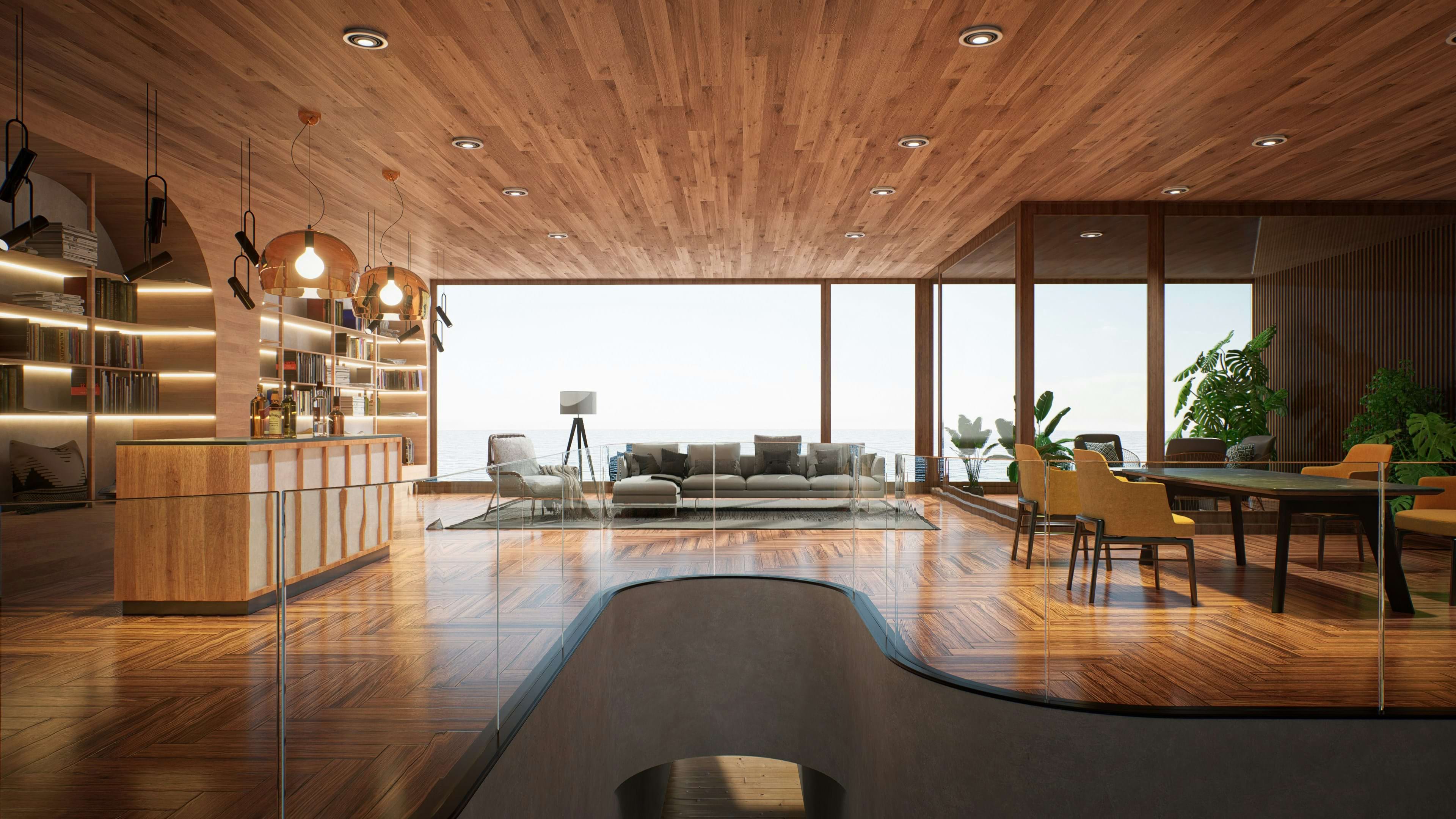 Wooden room with ceiling and floor