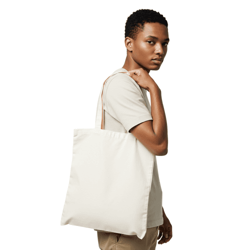 Tote bag mockup carried by a model