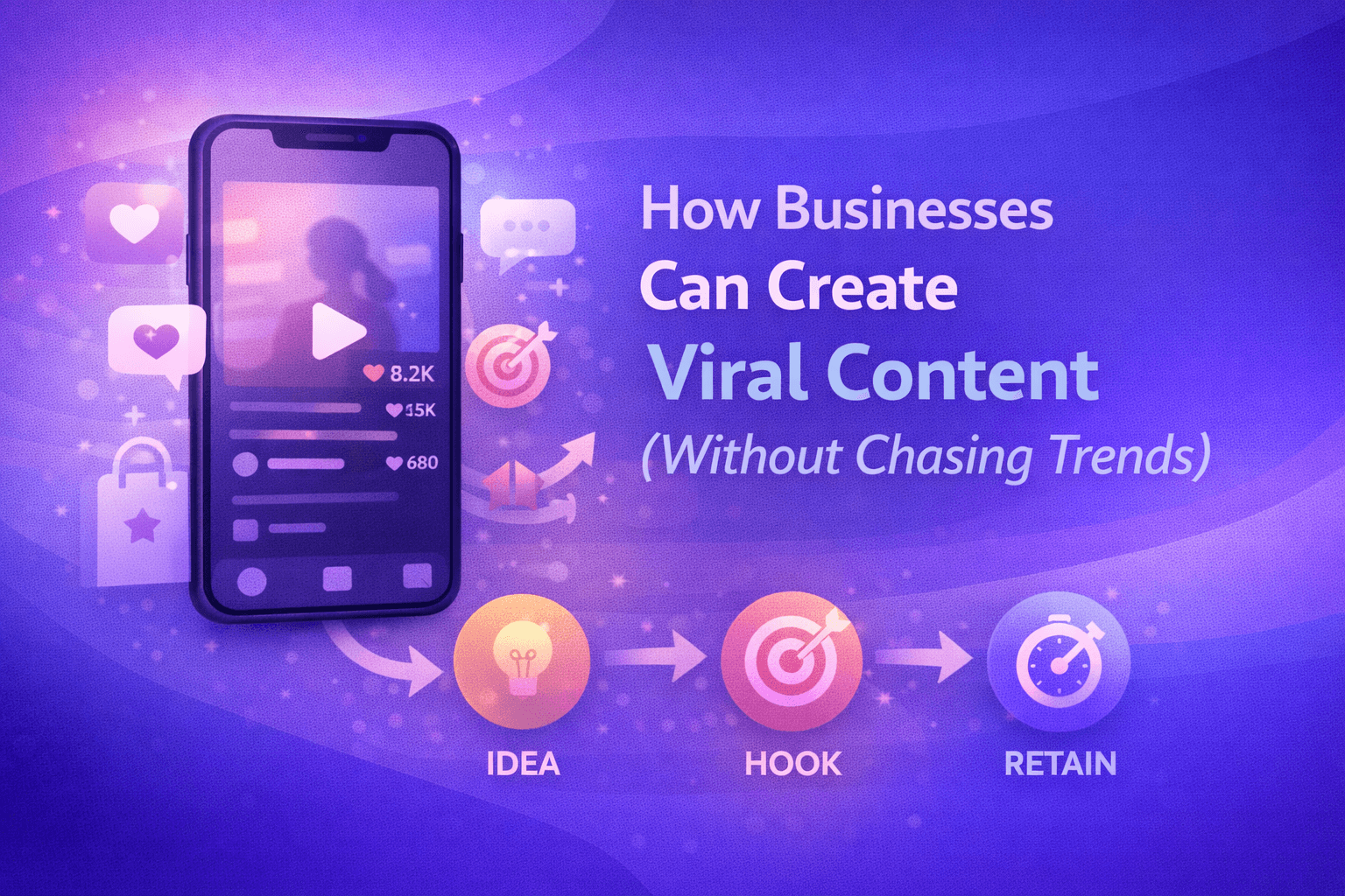 Illustration representing viral social media content performance for businesses