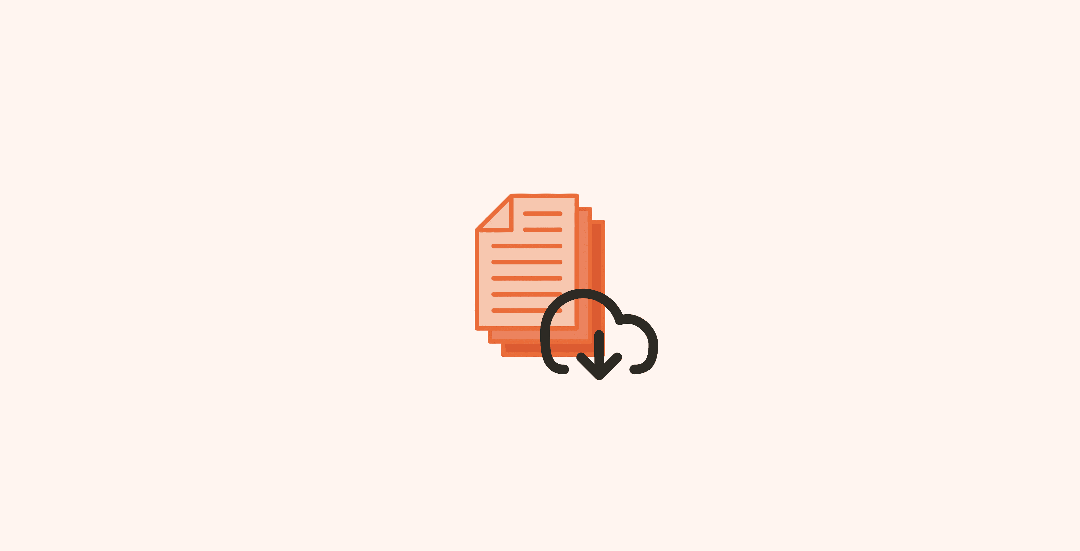 Illustration of a pile of documents with a download icon
