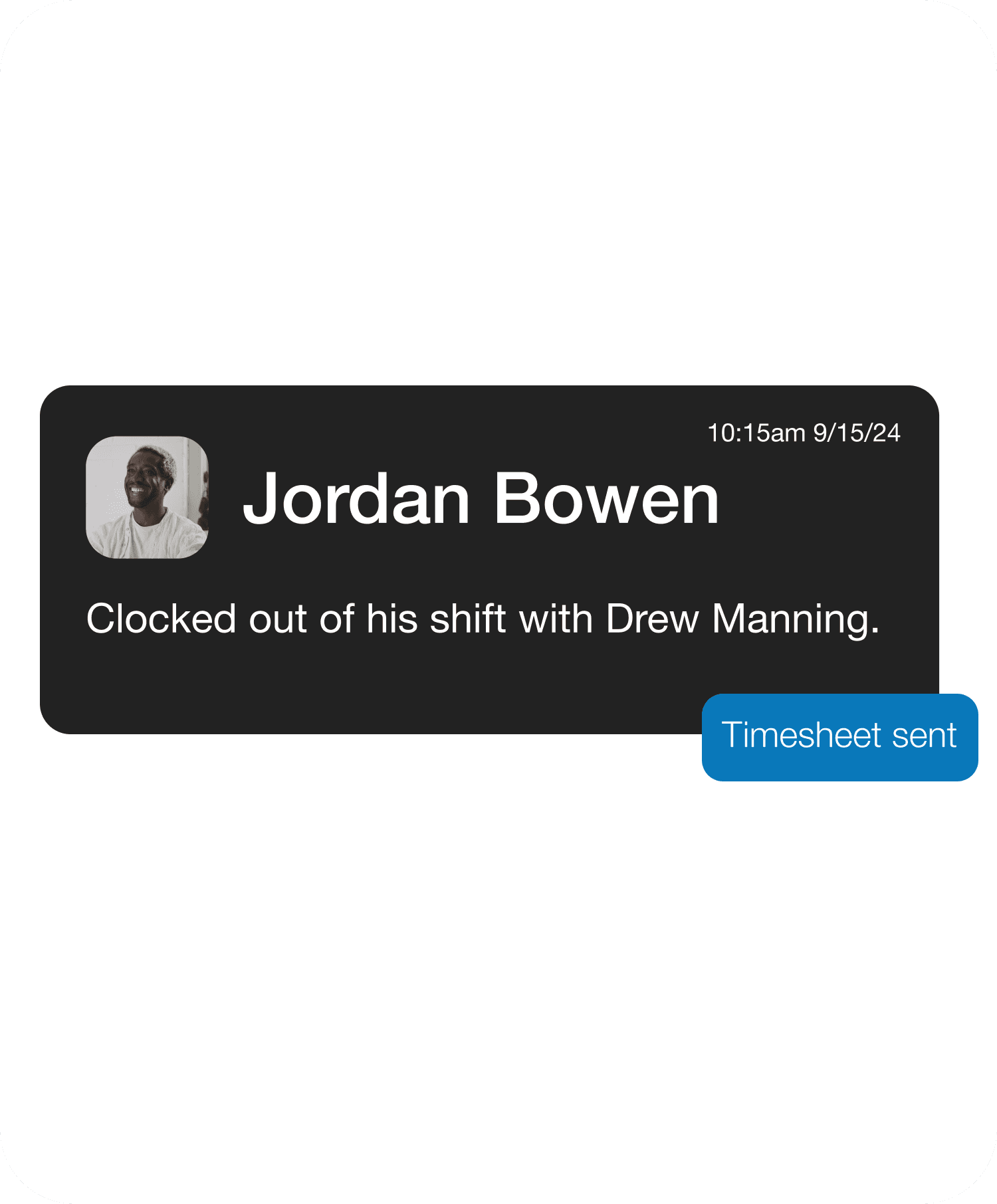 Clocked out notification.