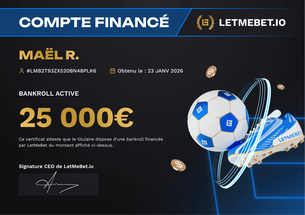 Compte financé LetMeBet Maël