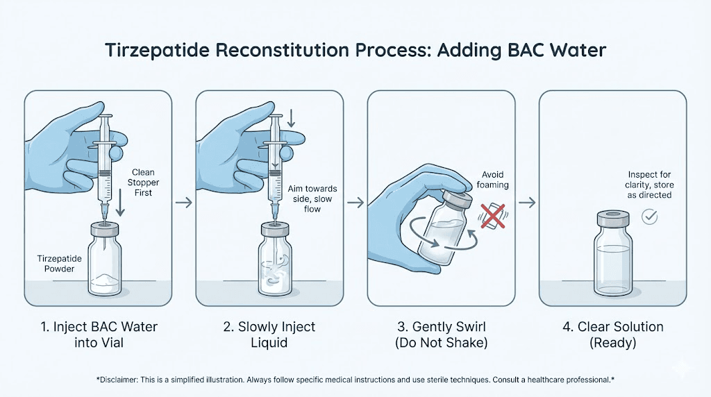 How to reconstitute compounded tirzepatide powder step by step