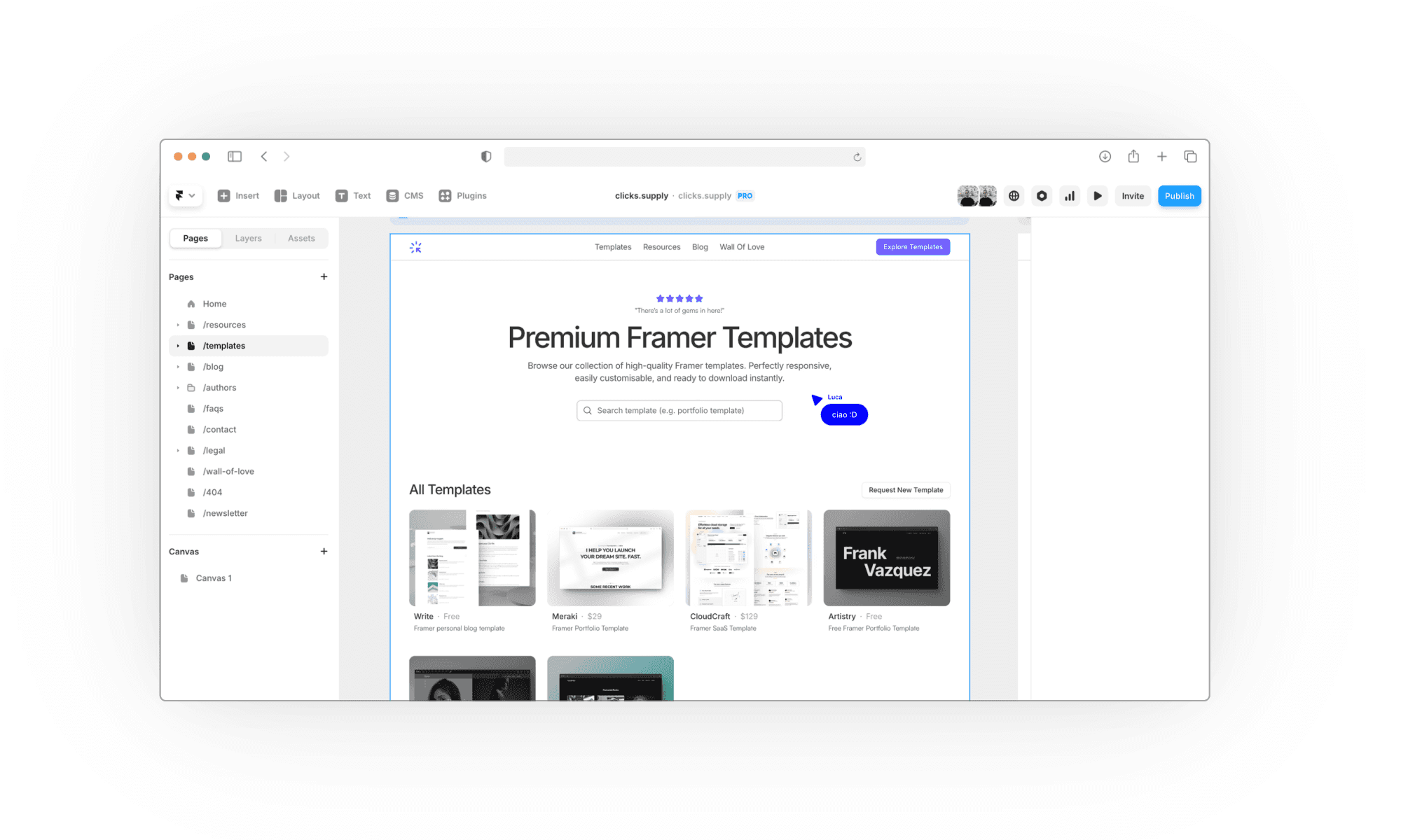 Real-time collaboration in Framer