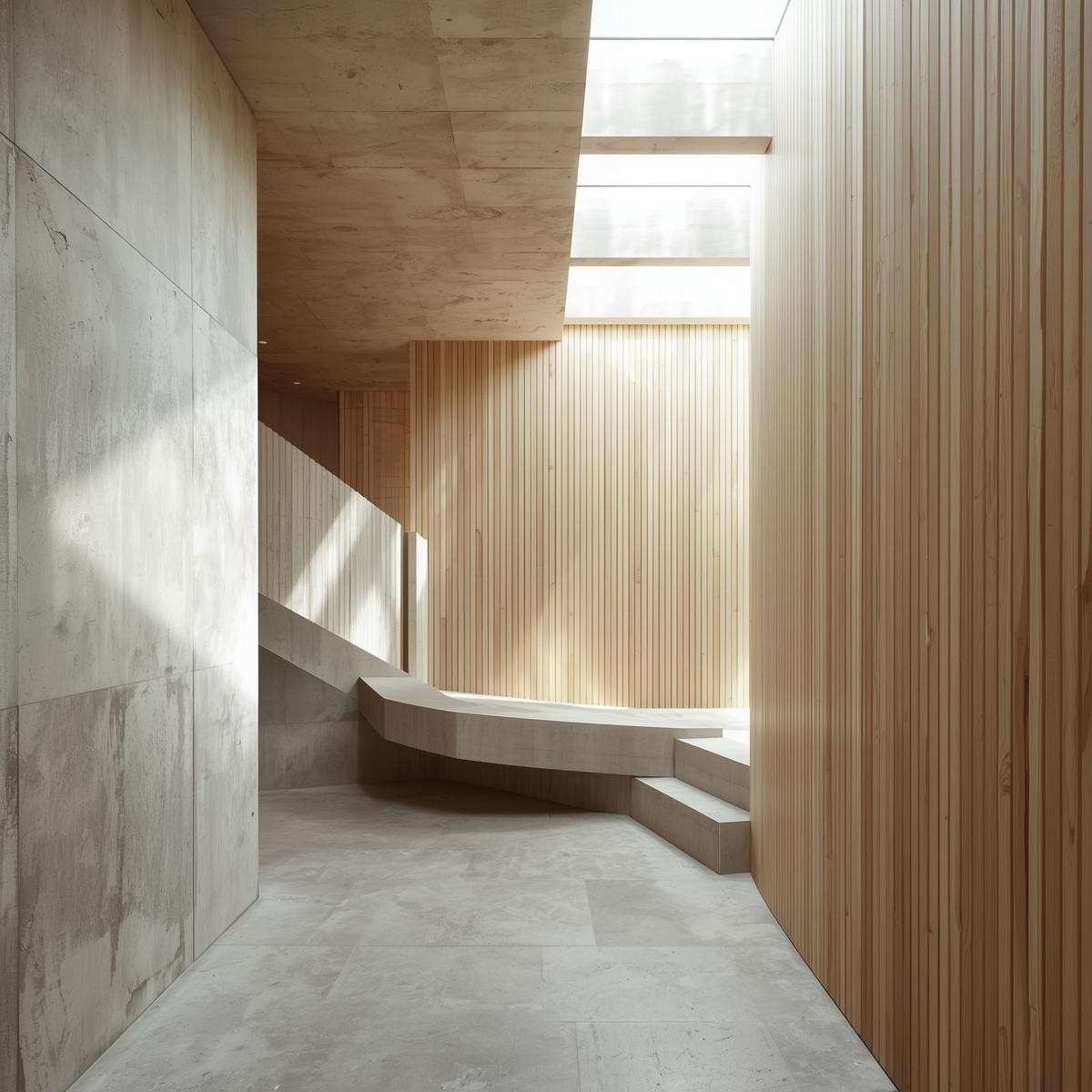 an origami style interior corridor of a modern house