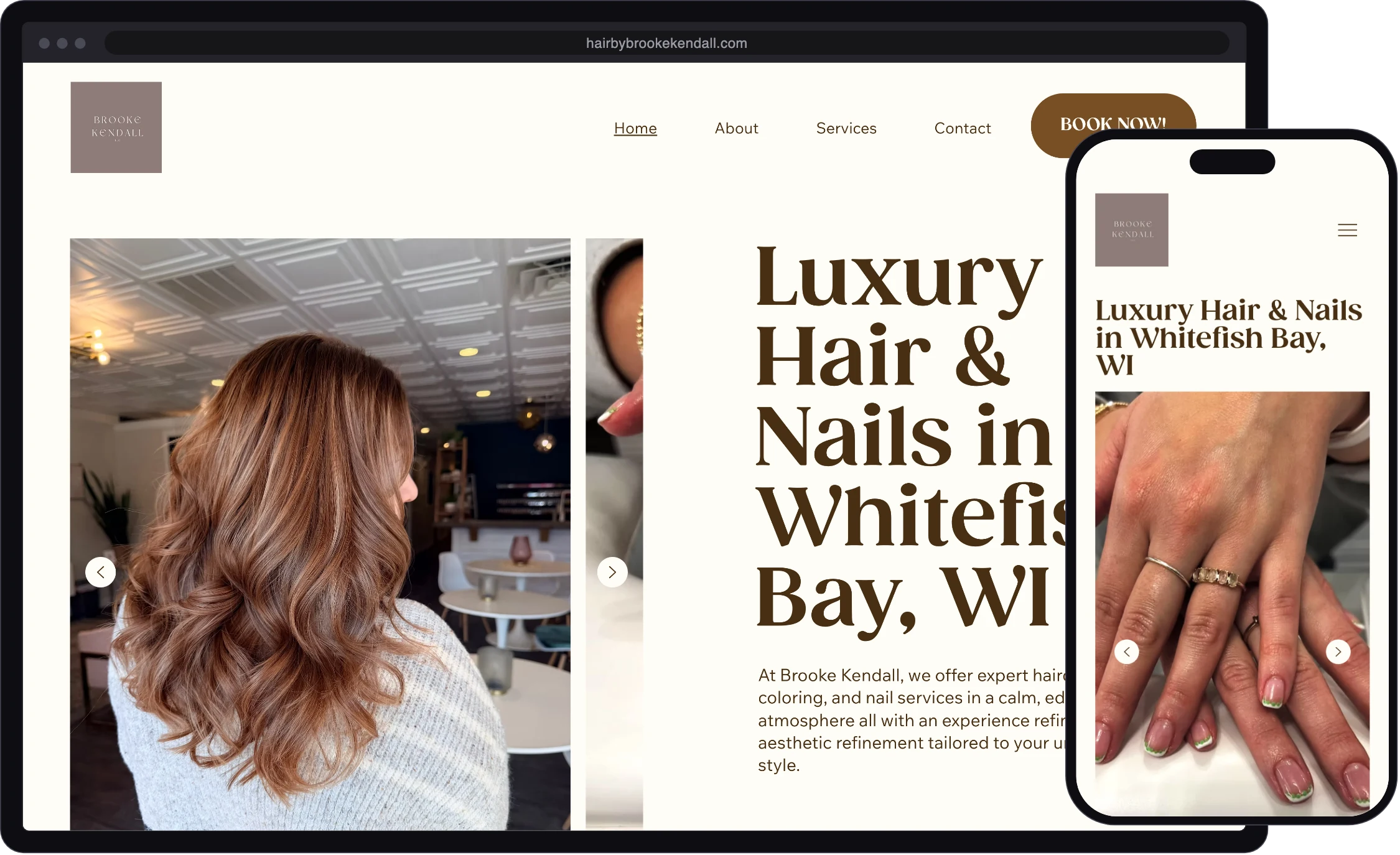 The Brooke Kendall LLC website on desktop and phone.