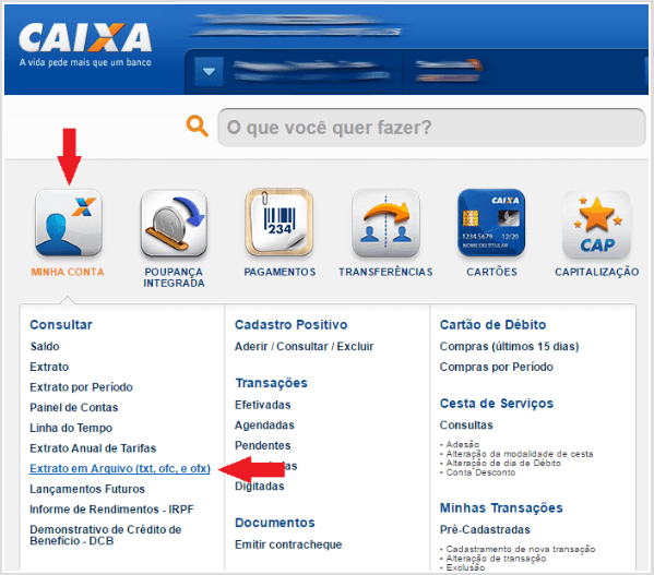 Como exportar o extrato bancário em arquivo OFX na Caixa
