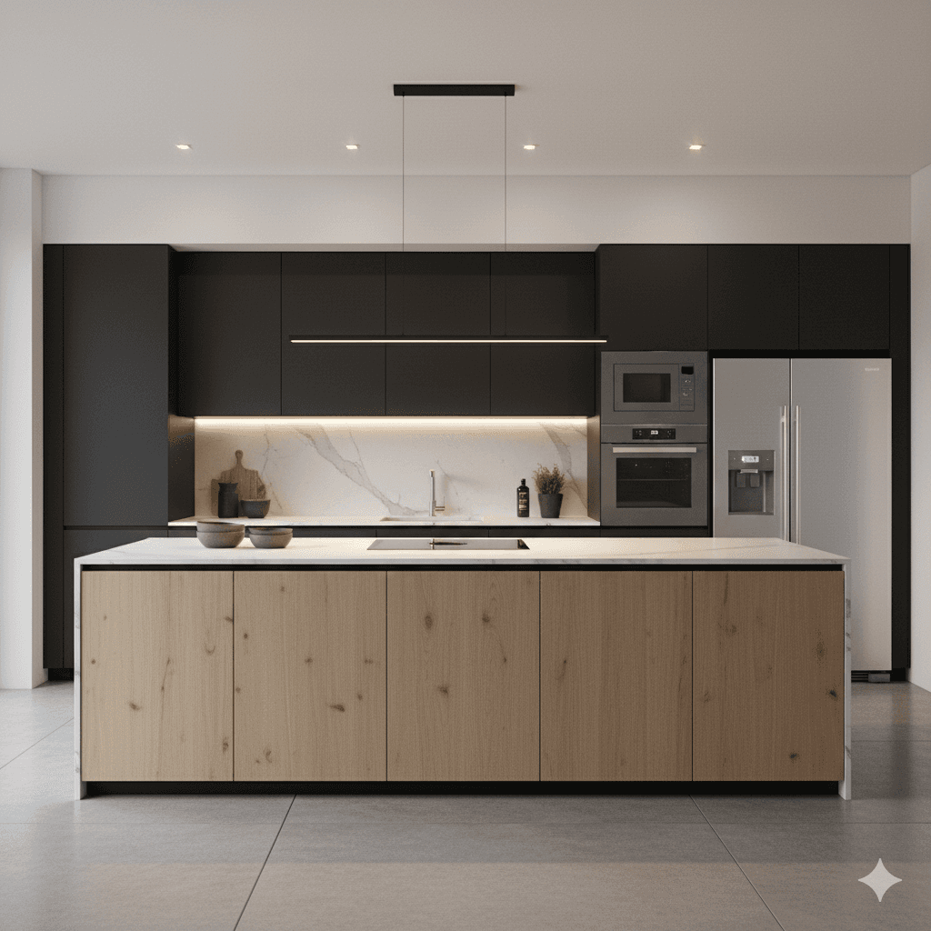 M3M The Address Noida: Modern modular kitchen with European fittings