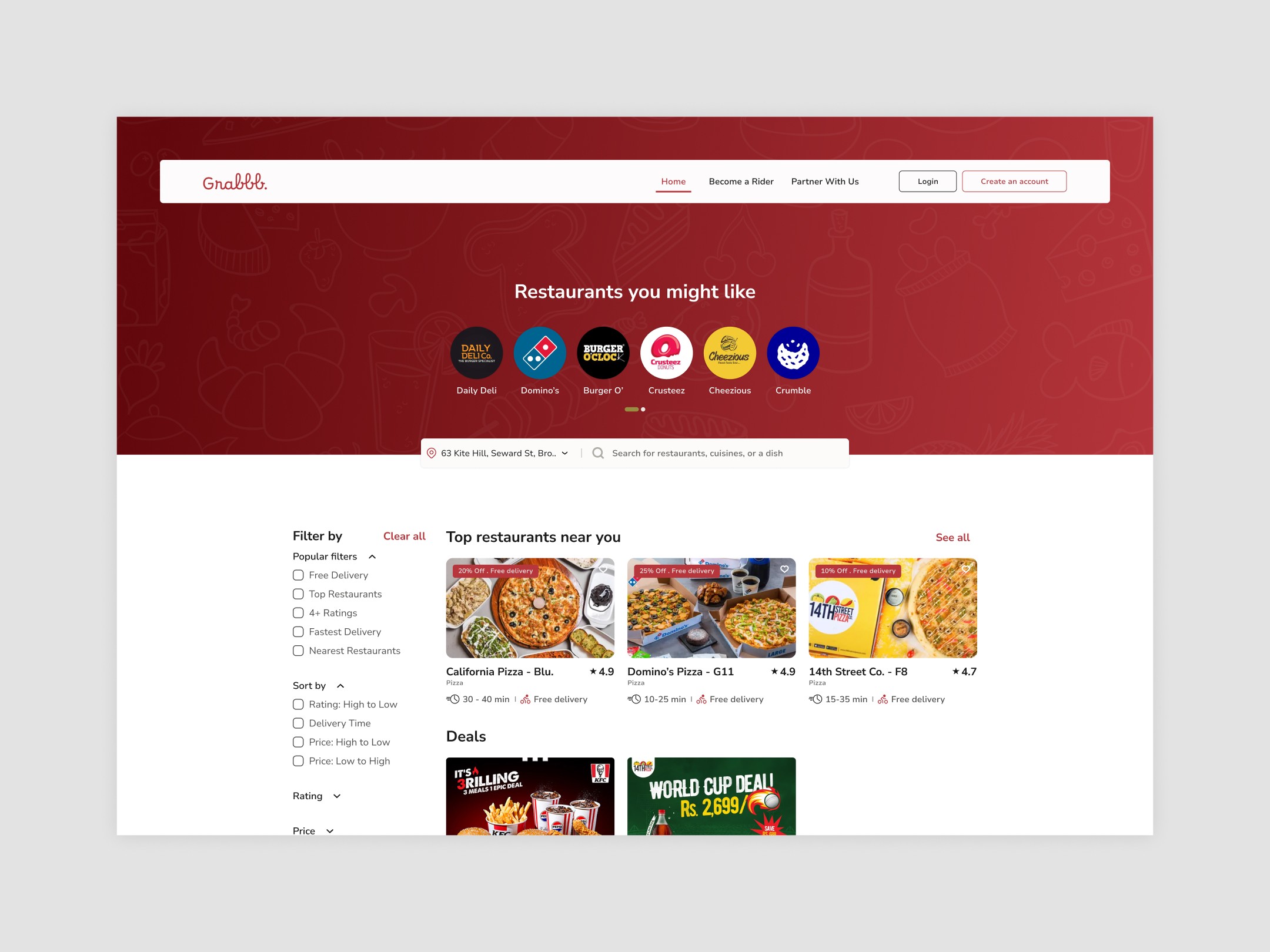 Grabbb - Food Delivery App - Website Preview