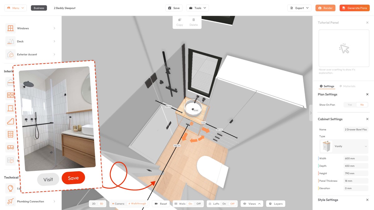 Window Position On a Tiny Home using 3D Tiny House Designer