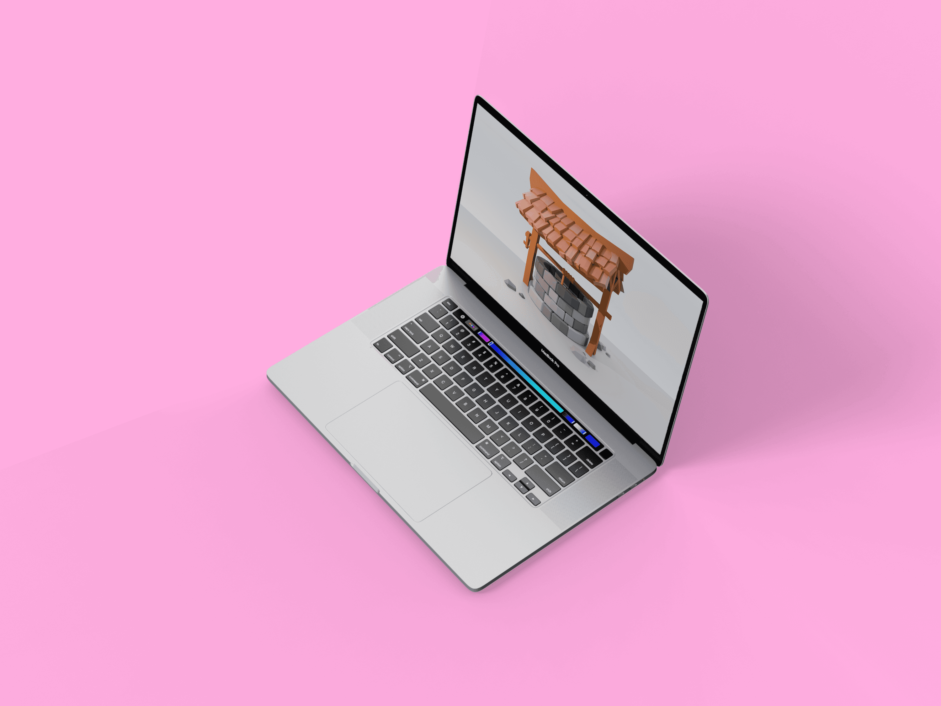 Close-up of hand holding pink ice cream cone against pastel background