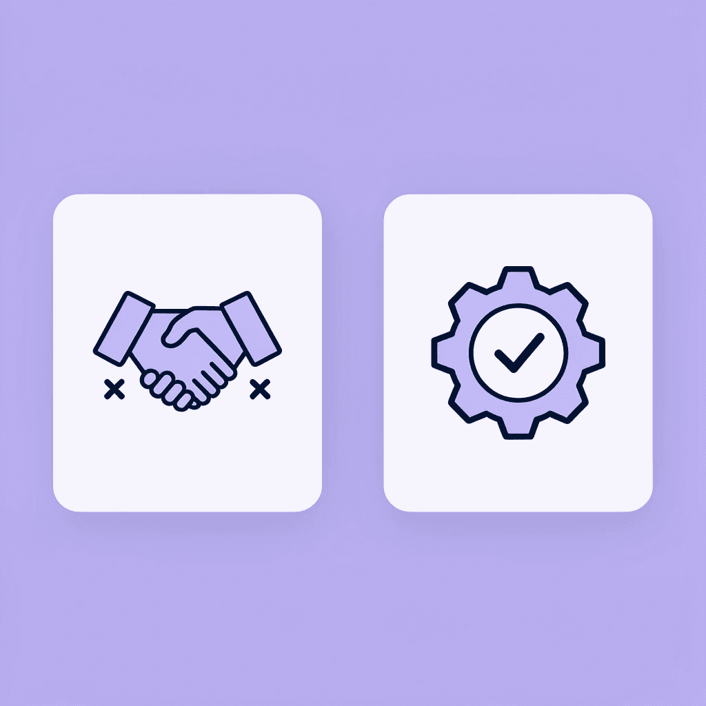Comparison showing successful agent orchestration on the right versus failed coordination on the left