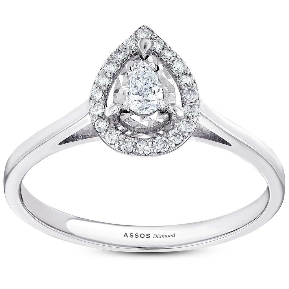 Assos 0.19 Karat Pırlanta Damla Kesim 14 Ayar Altın Yüzük