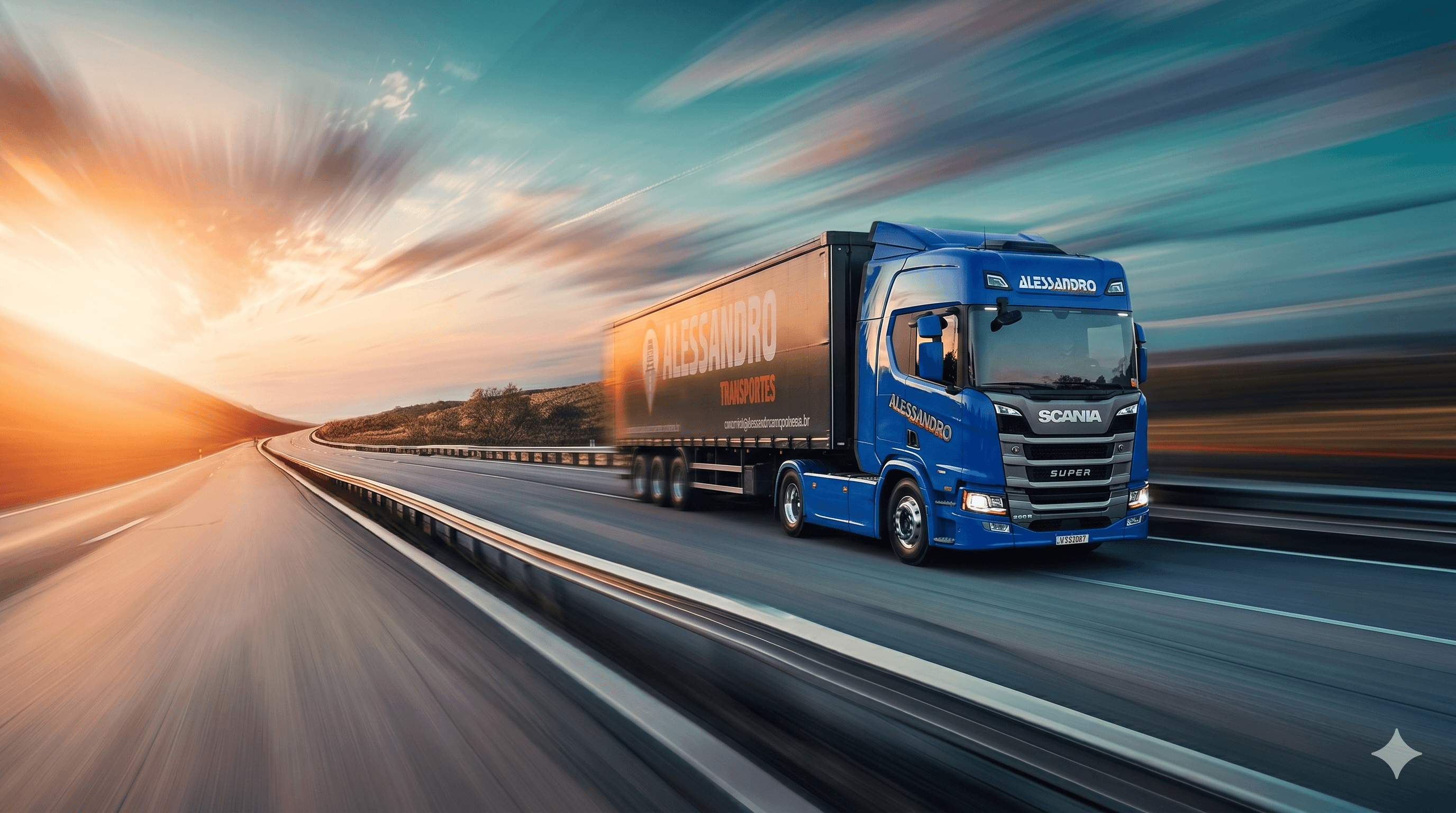 Transport truck in highway
