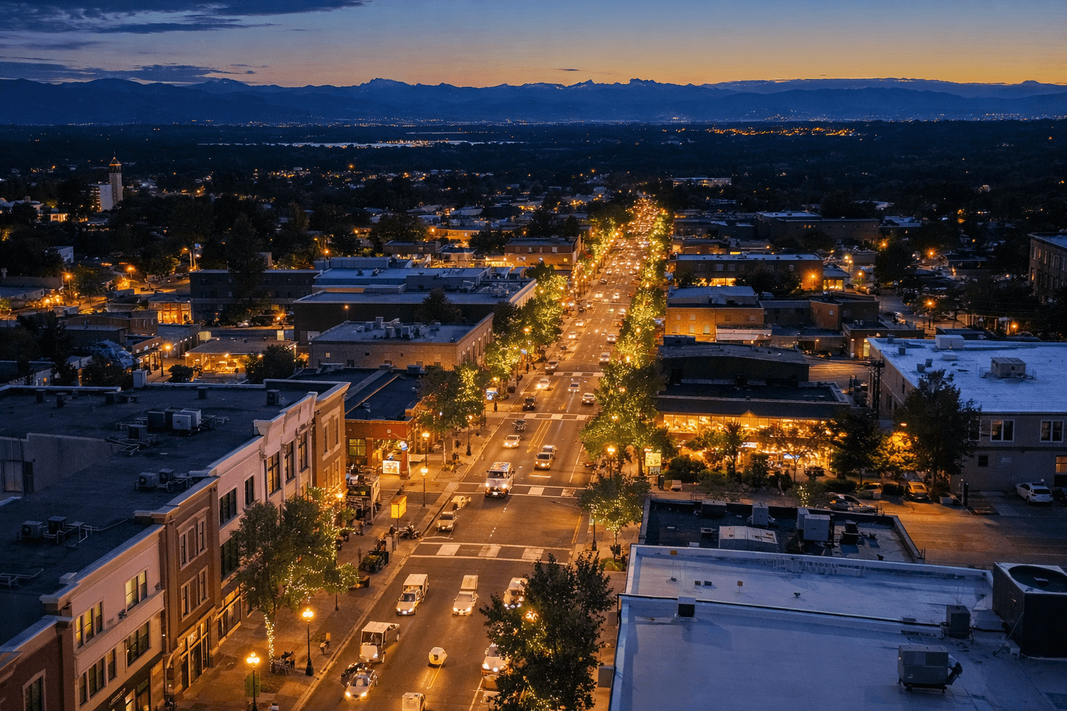 Charming downtown Littleton, Colorado Main Street — Bergan & Co property management service area