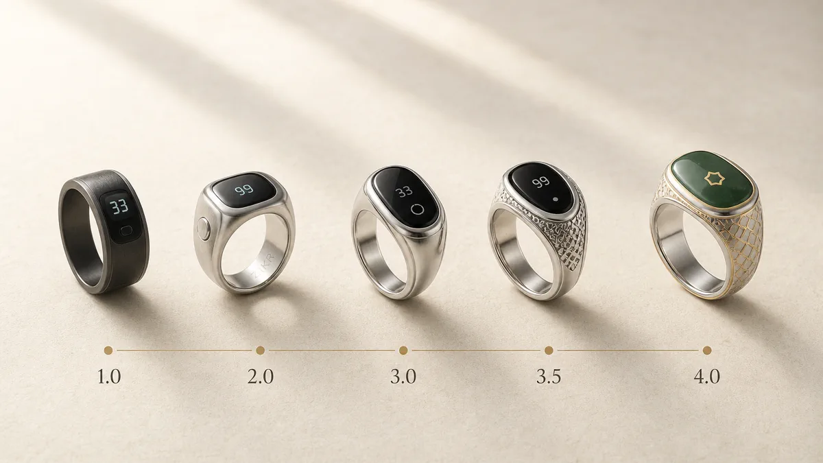 Zikr ring design generations from basic counter to smart faith jewelry