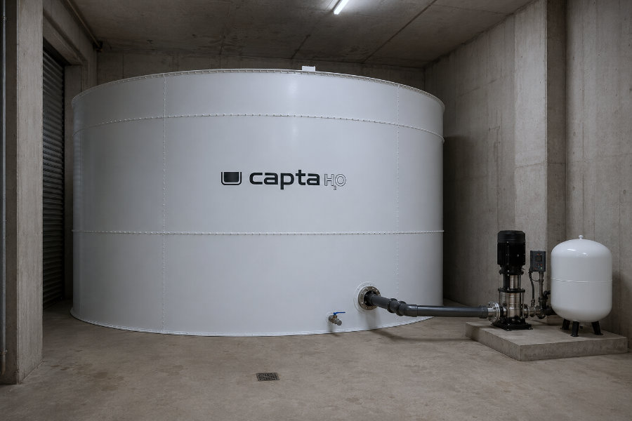 sistema industrial de refrigeração por evaporação instalado na área externa de um edifício industrial