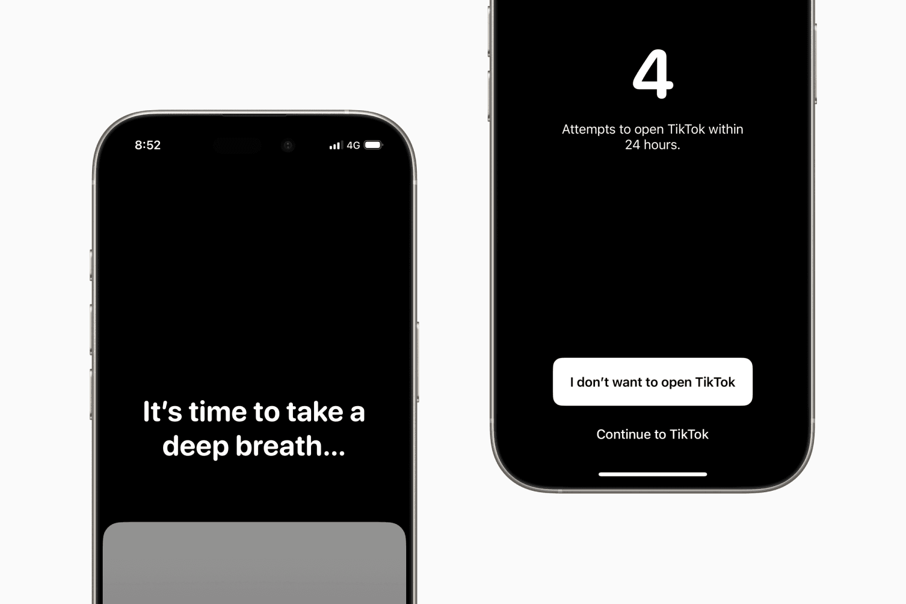 One Sec app intervention screen on iPhones