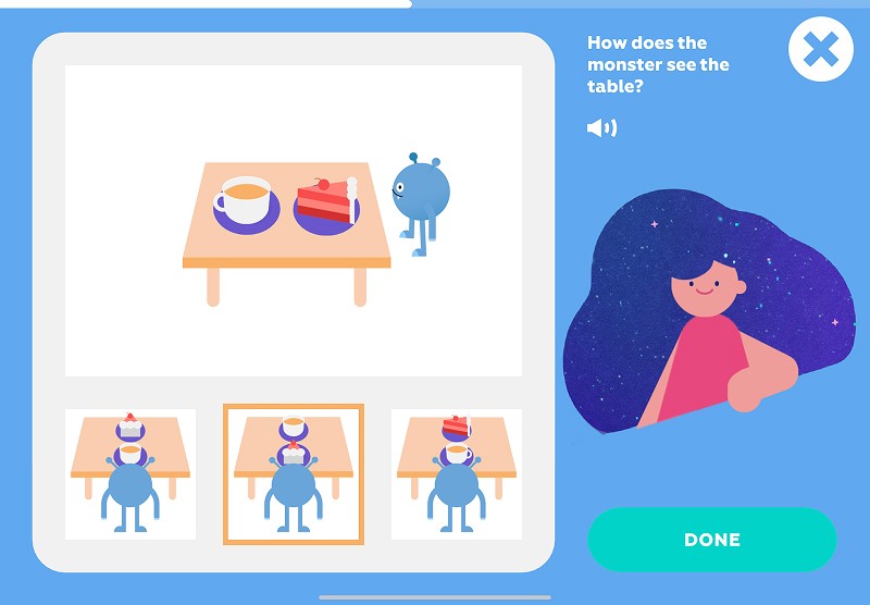 Spatial reasoning: choose how the monster sees the table