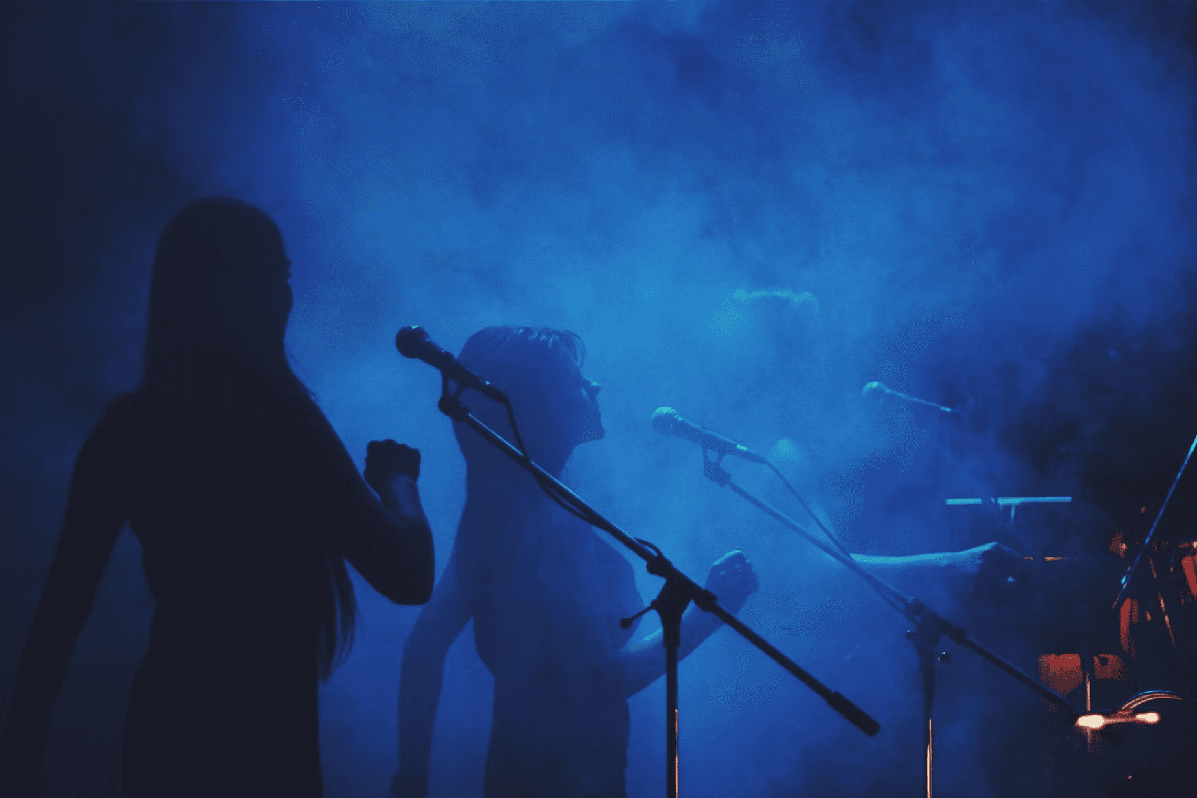 Background singers in a live performance