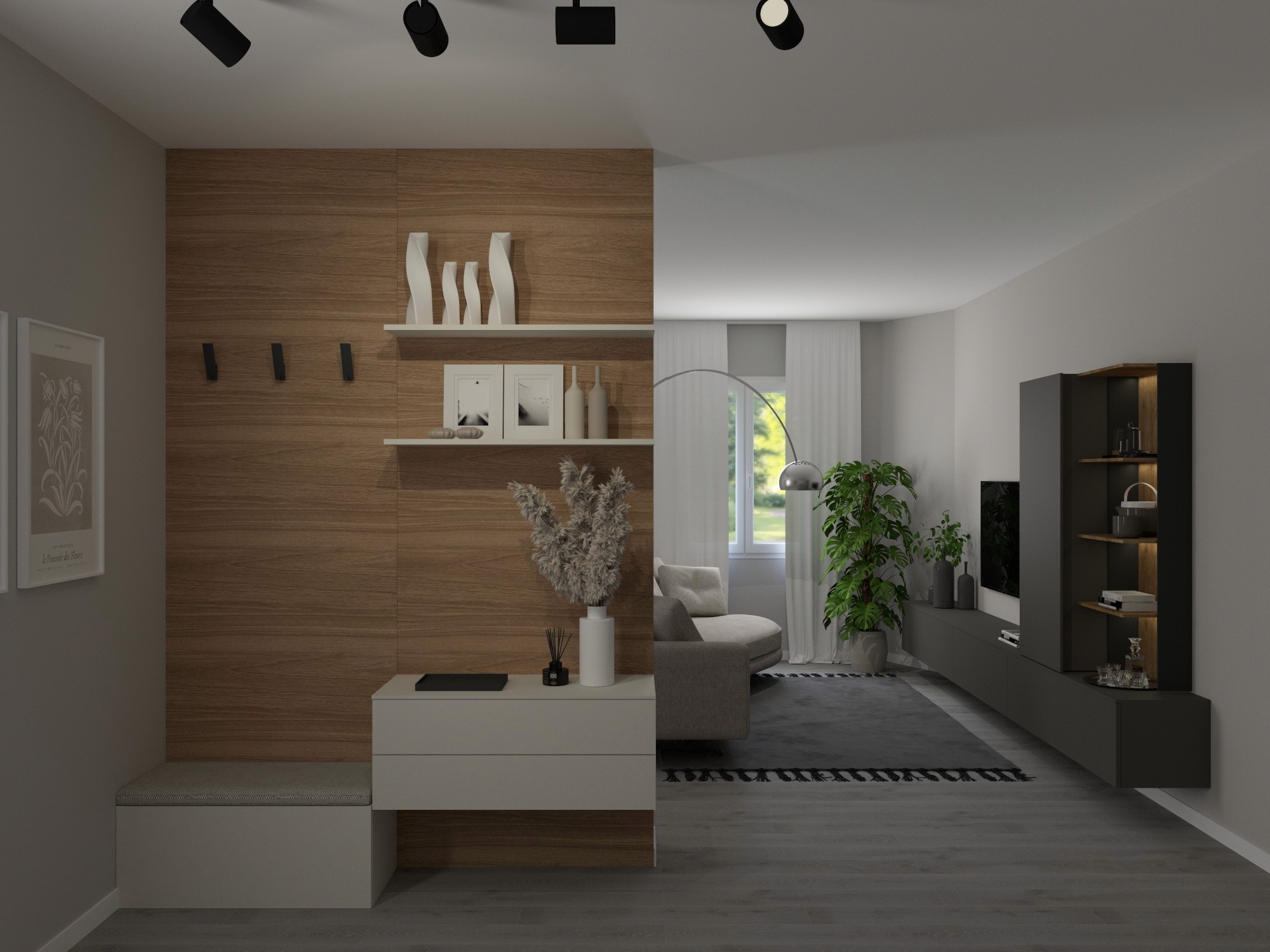 Rinnovo arredamento atrio di una casa anni '70