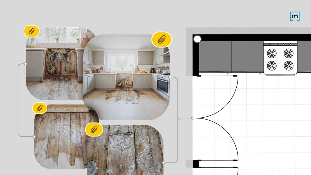 water damage in a kitchen