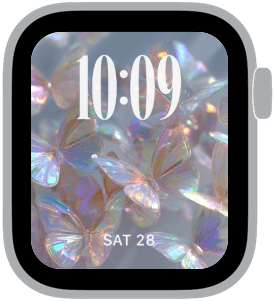 A selection from the opaline flutter aesthetic apple watch face collection